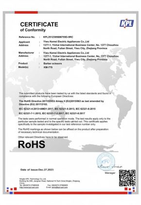 理发器KM-779-ROHS-Certificate-of-Conformity_1_002-r2cqlp03ezj4f1v62s4w9z7y9f095v9rkurjulqc4o